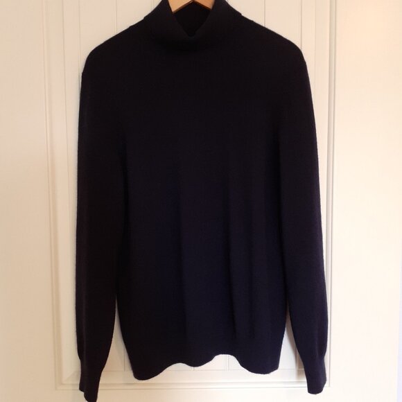 Lands' End Women's Cashmere Turtleneck Sweater Deep Sea Navy Size XL (18-20) - Picture 1 of 9